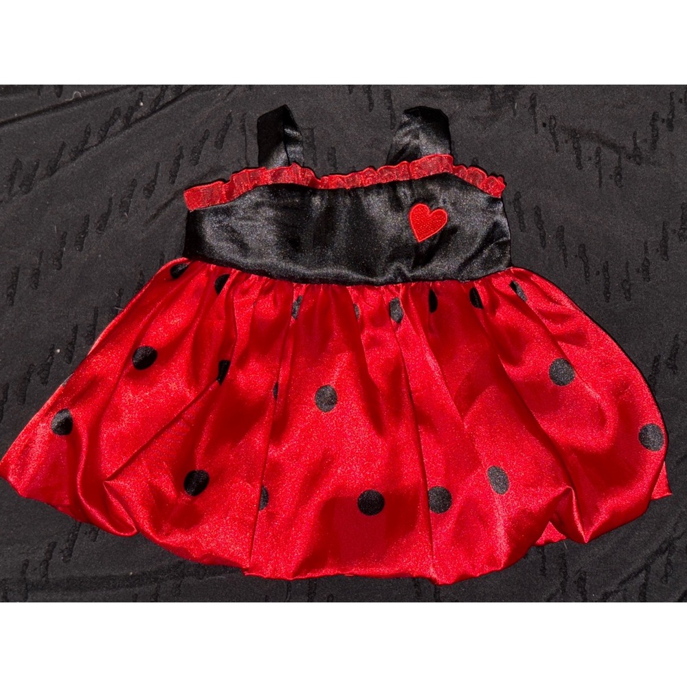 Build a Bear Workshop Red & Black Polka Dot Bubble‎ Dress BABW